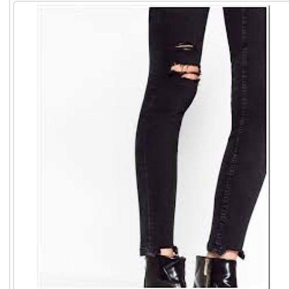Zara Black Distressed Skinny Jeans